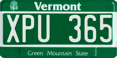 VT license plate XPU365