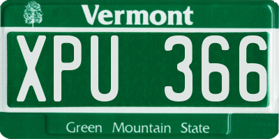 VT license plate XPU366