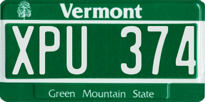 VT license plate XPU374