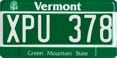 VT license plate XPU378