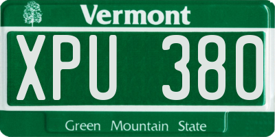 VT license plate XPU380