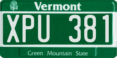 VT license plate XPU381
