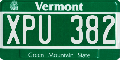 VT license plate XPU382