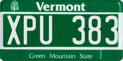VT license plate XPU383