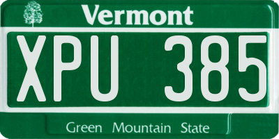VT license plate XPU385