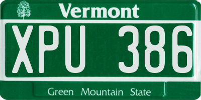 VT license plate XPU386