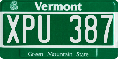 VT license plate XPU387