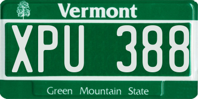 VT license plate XPU388