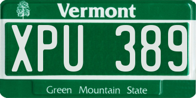 VT license plate XPU389