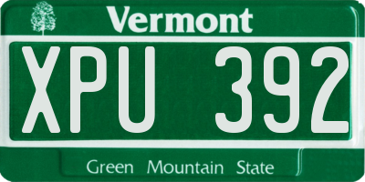 VT license plate XPU392