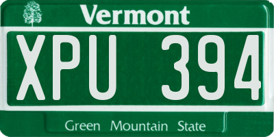 VT license plate XPU394