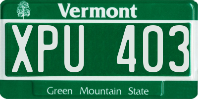 VT license plate XPU403