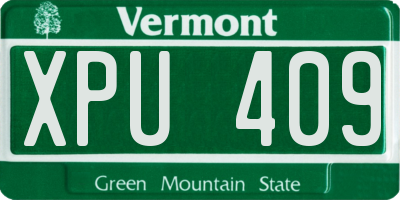 VT license plate XPU409