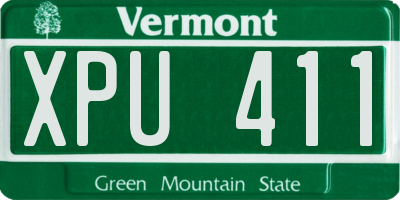 VT license plate XPU411