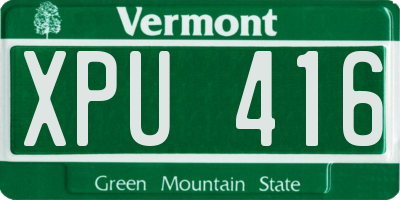 VT license plate XPU416