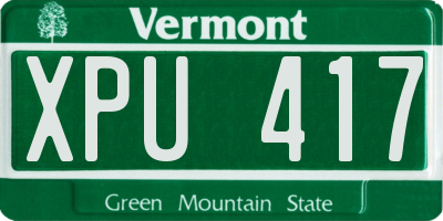 VT license plate XPU417