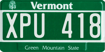 VT license plate XPU418