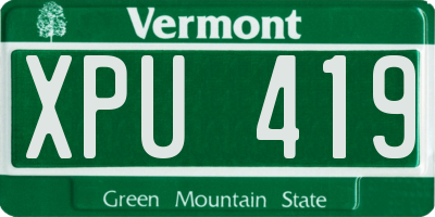 VT license plate XPU419