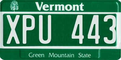 VT license plate XPU443