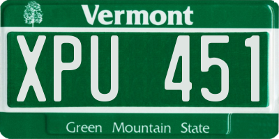 VT license plate XPU451