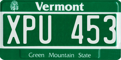 VT license plate XPU453