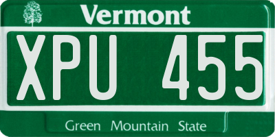 VT license plate XPU455