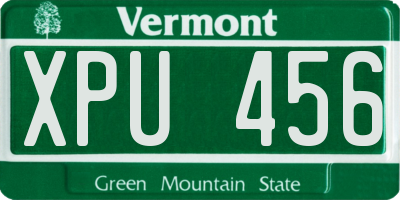 VT license plate XPU456
