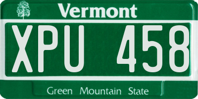 VT license plate XPU458