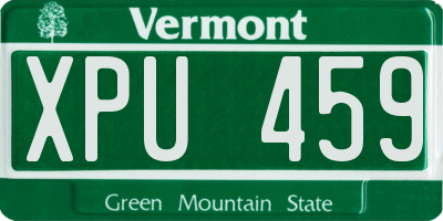 VT license plate XPU459