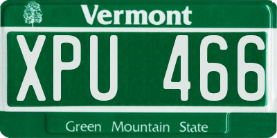 VT license plate XPU466