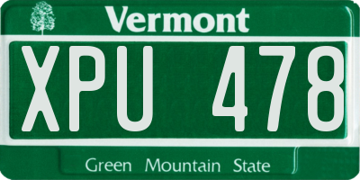 VT license plate XPU478