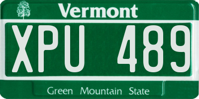 VT license plate XPU489