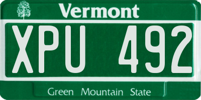 VT license plate XPU492
