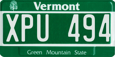 VT license plate XPU494