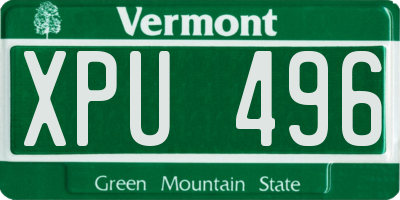 VT license plate XPU496