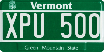 VT license plate XPU500