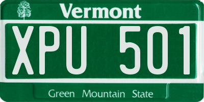 VT license plate XPU501