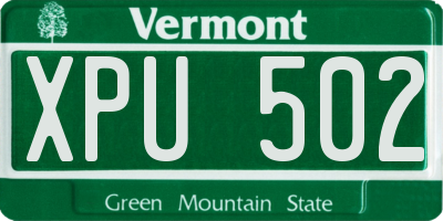 VT license plate XPU502
