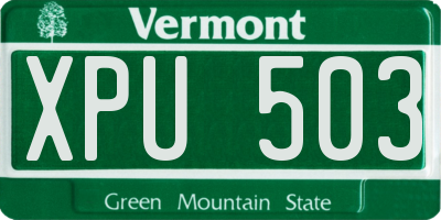 VT license plate XPU503
