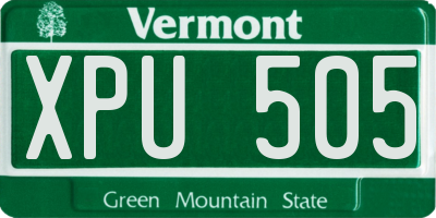 VT license plate XPU505