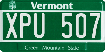 VT license plate XPU507