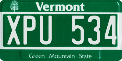 VT license plate XPU534
