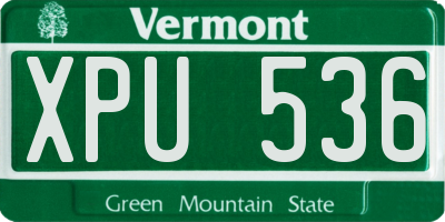 VT license plate XPU536