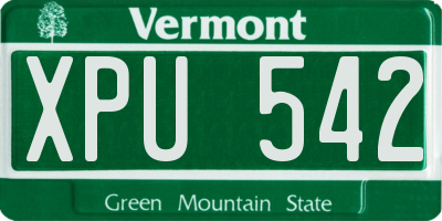 VT license plate XPU542