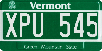 VT license plate XPU545