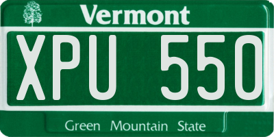 VT license plate XPU550