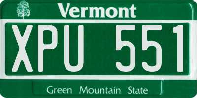 VT license plate XPU551