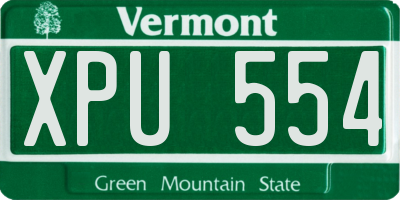 VT license plate XPU554