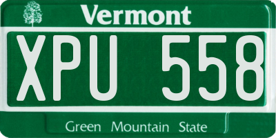 VT license plate XPU558