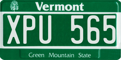 VT license plate XPU565